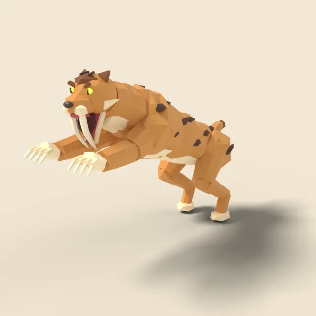 Saber-tooth cat pouncing