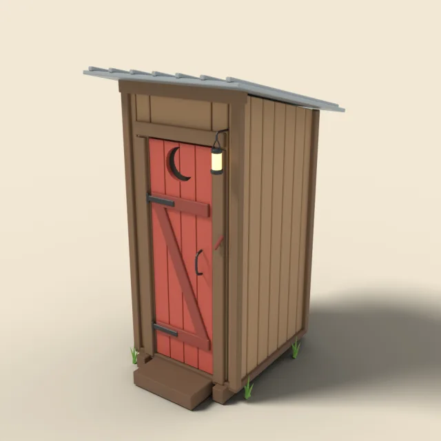 Outhouse with crescent moon door