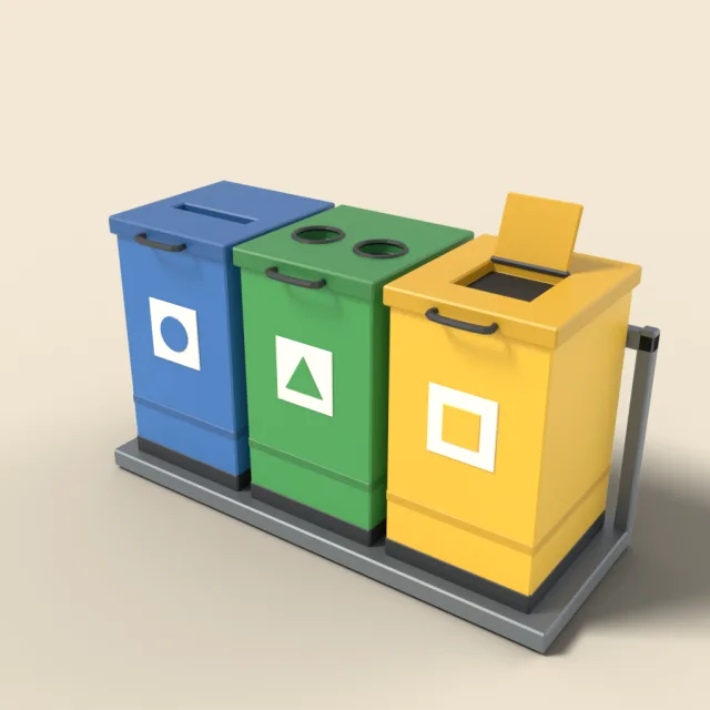 Recycling bins trio
