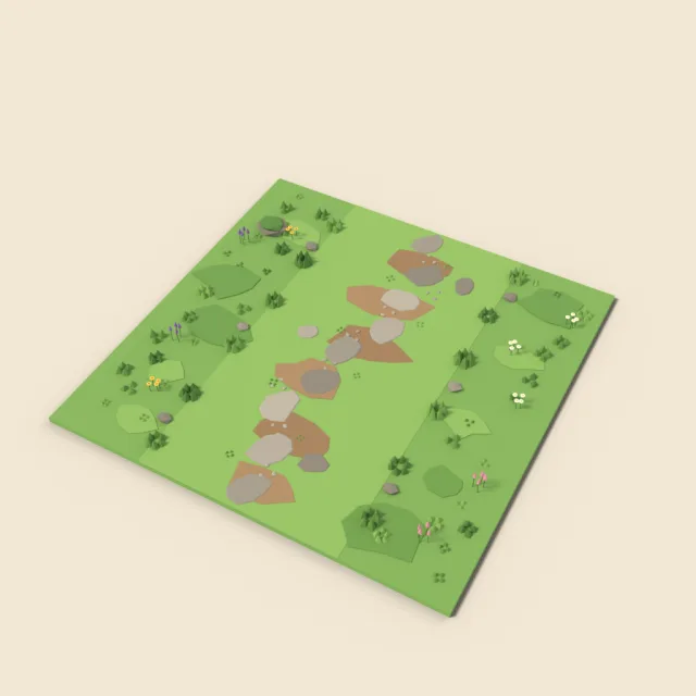 Grass tile with stepping-stone path