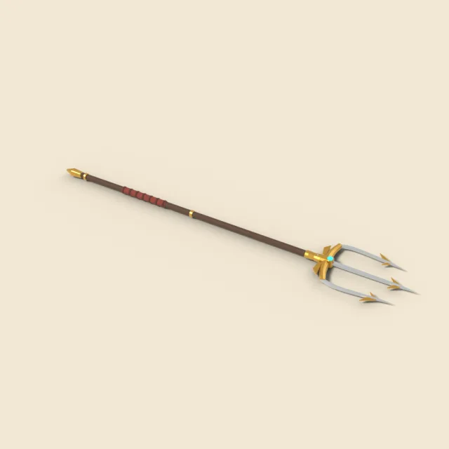 Trident with barbed prongs