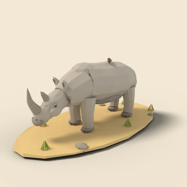Standing white rhinoceros