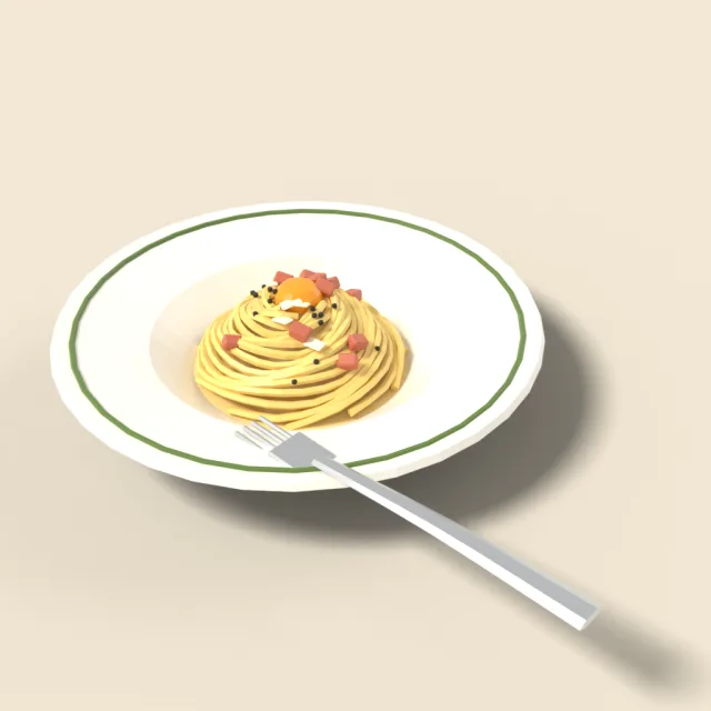 Spaghetti carbonara in a bowl