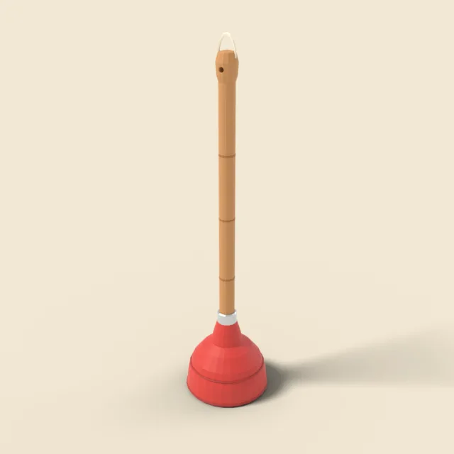 Plunger with wooden handle