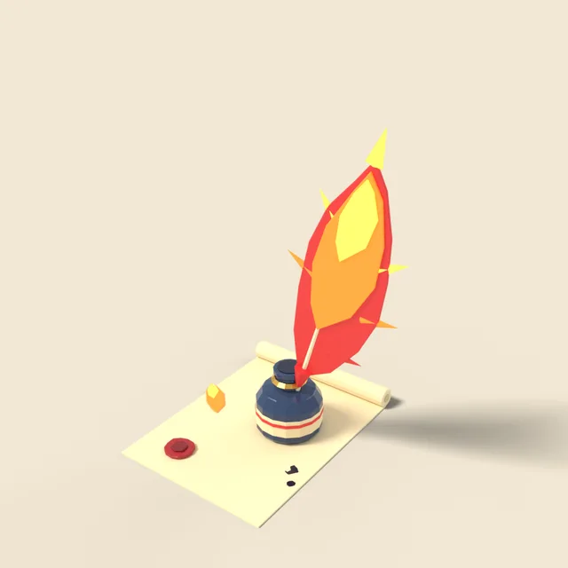 Phoenix feather quill and ink