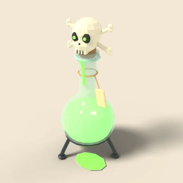 Green poison potion with skull stopper