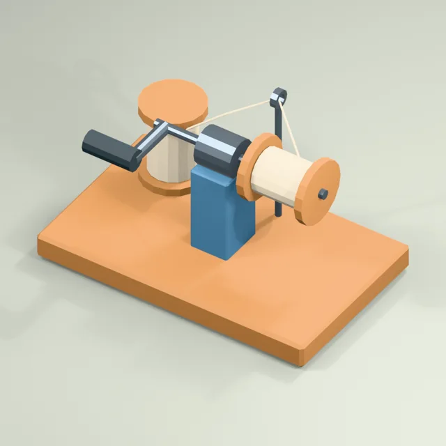 Hand-cranked bobbin winder with supply spool and guide eye