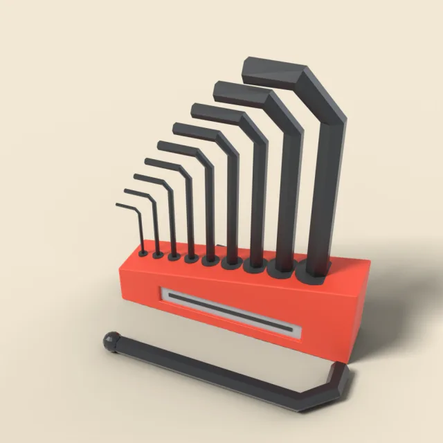 Hex key set in holder