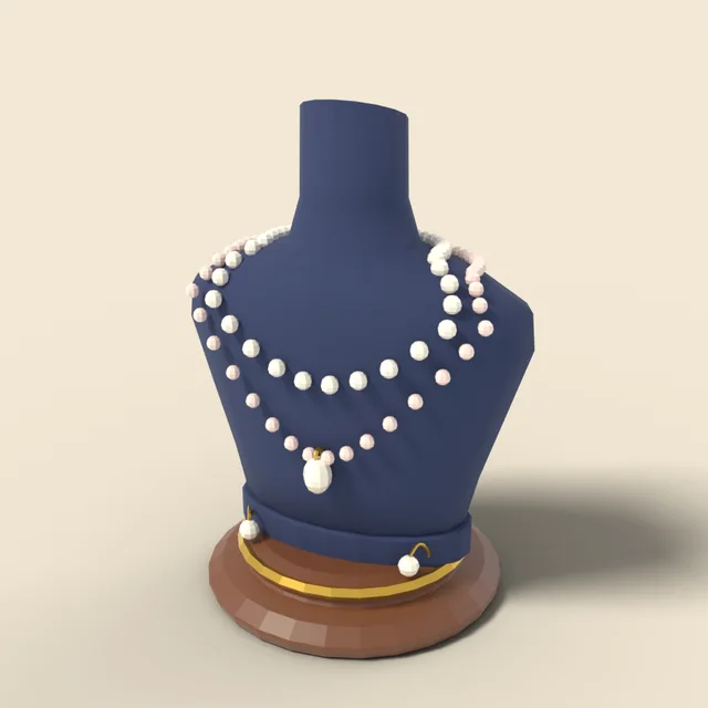 Pearl necklace on display bust