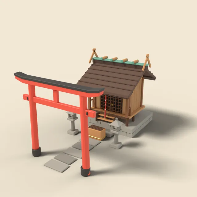 Small shrine with red torii in front