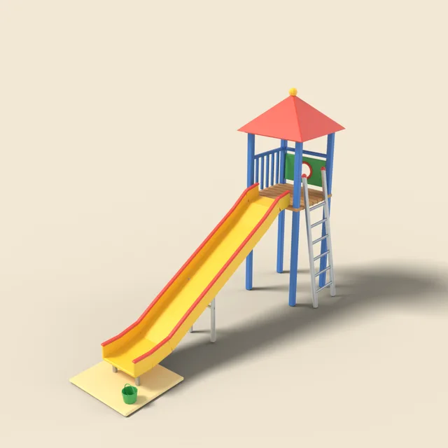 Playground slide with ladder