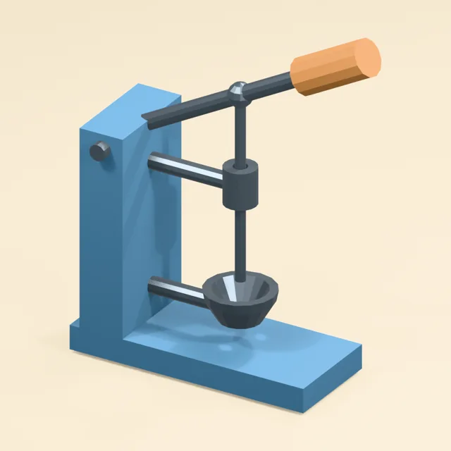 Bench cherry pitter with guided punch and open fruit cradle