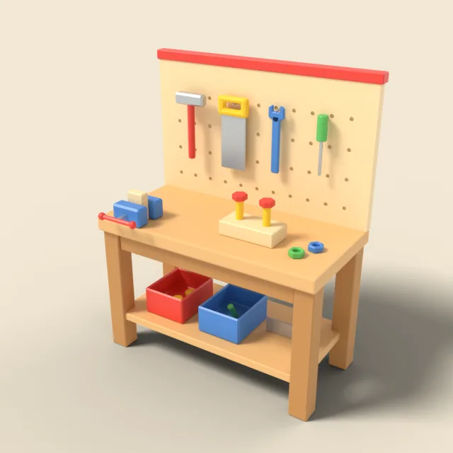 Wooden toy tool bench