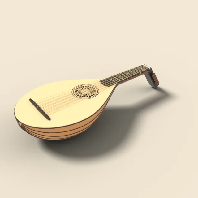 Pear-shaped lute with bent neck