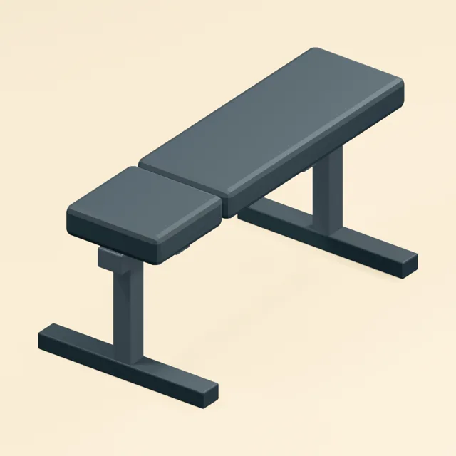 Flat padded exercise bench