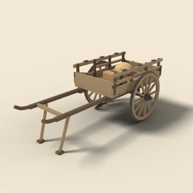 Old wooden cart with spoked wheels