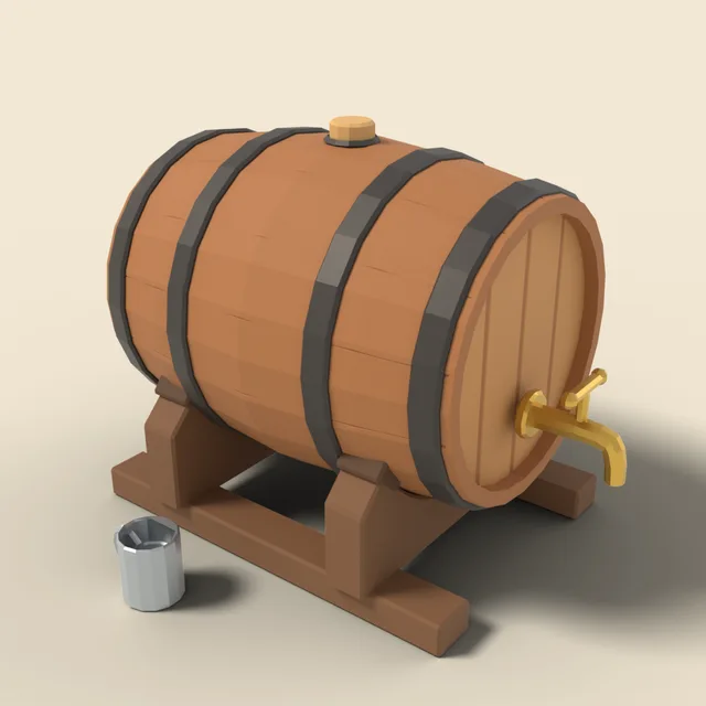 Small rum keg on wooden cradle