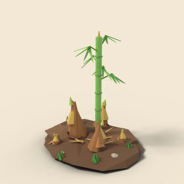 Bamboo shoots sprouting from soil