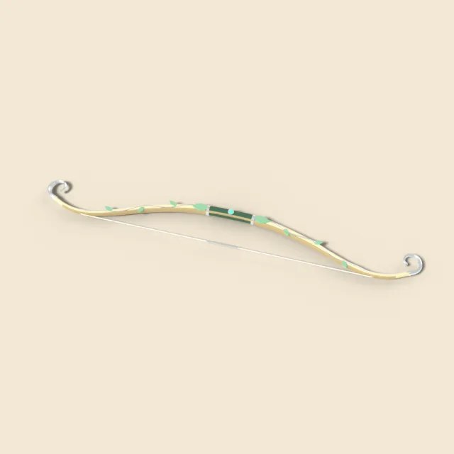 Elven bow with curled silver tips