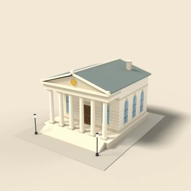 Bank with stone columns