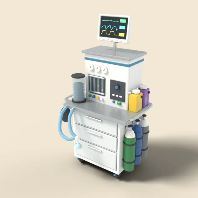 Anesthesia machine with gas cylinders