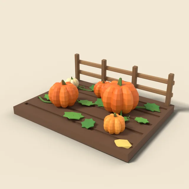 Pumpkin patch with vines