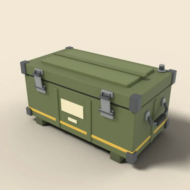 Military green ammo crate with latches
