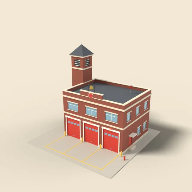 Fire station with garage doors