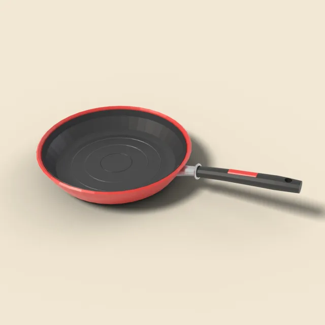 Nonstick frying pan in red