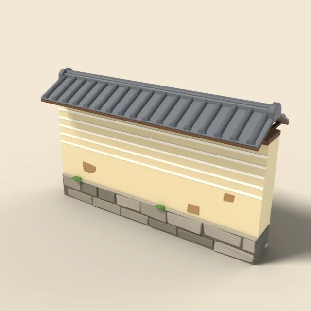 Japanese earthen wall with tiled roof