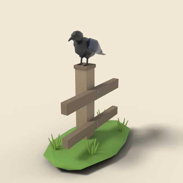 Perched black crow