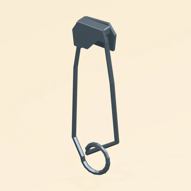 Closed safety pin with spring coil and folded point guard