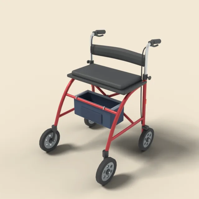 Rollator walker with seat