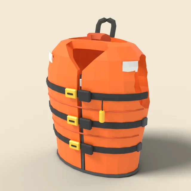 Orange life jacket with buckles
