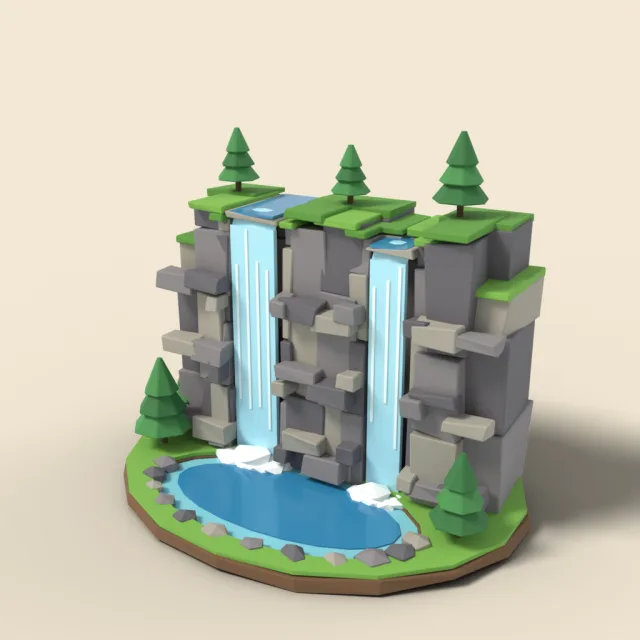 Twin waterfalls from one cliff