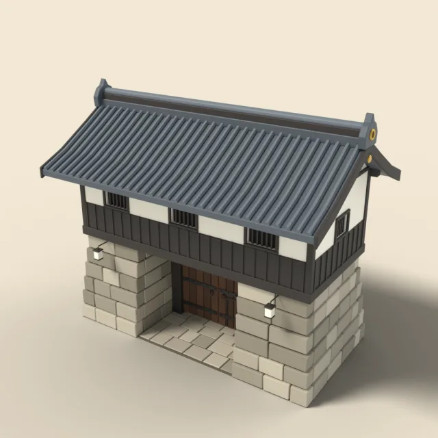 Castle gate with tiled roof