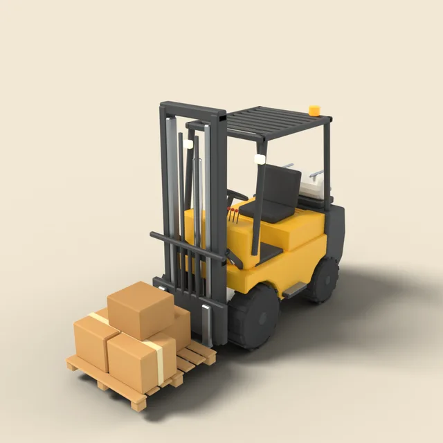 Yellow forklift truck