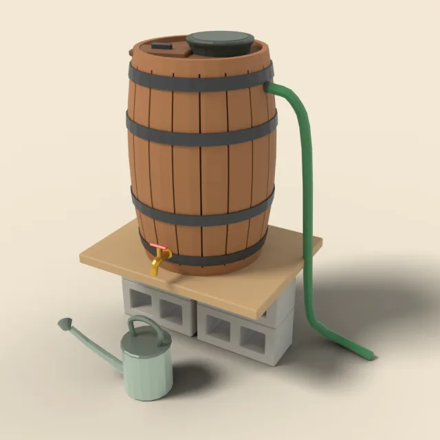Rain barrel with spigot