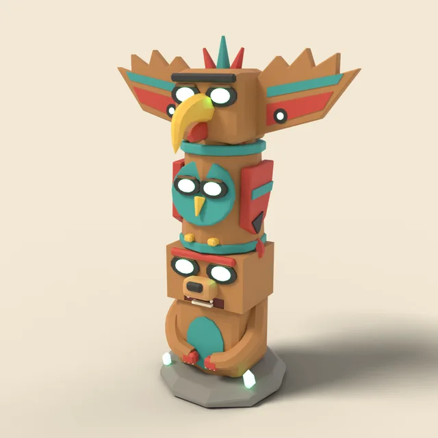 Spirit totem pole with glowing eyes