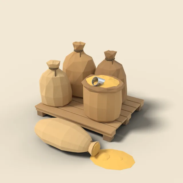 Burlap sacks of grain