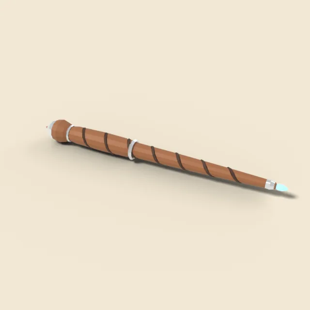 Short wand with spiral carving