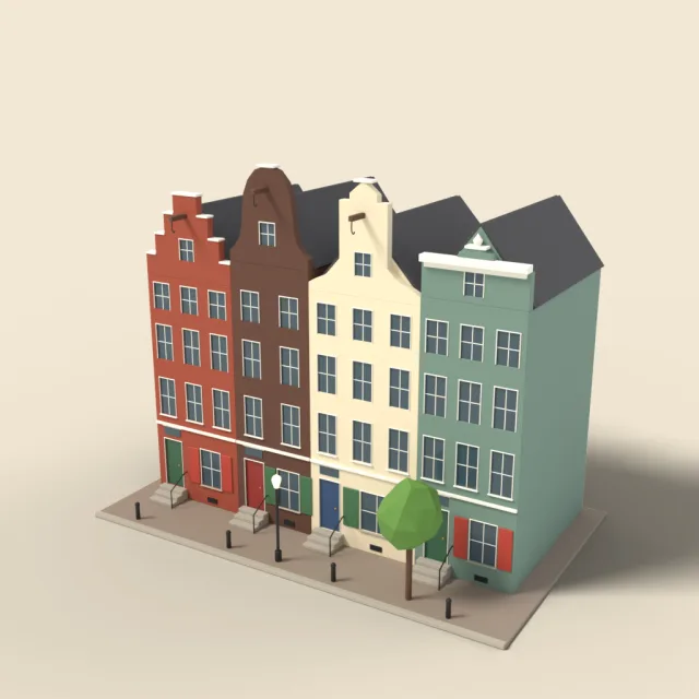 Dutch canal houses row