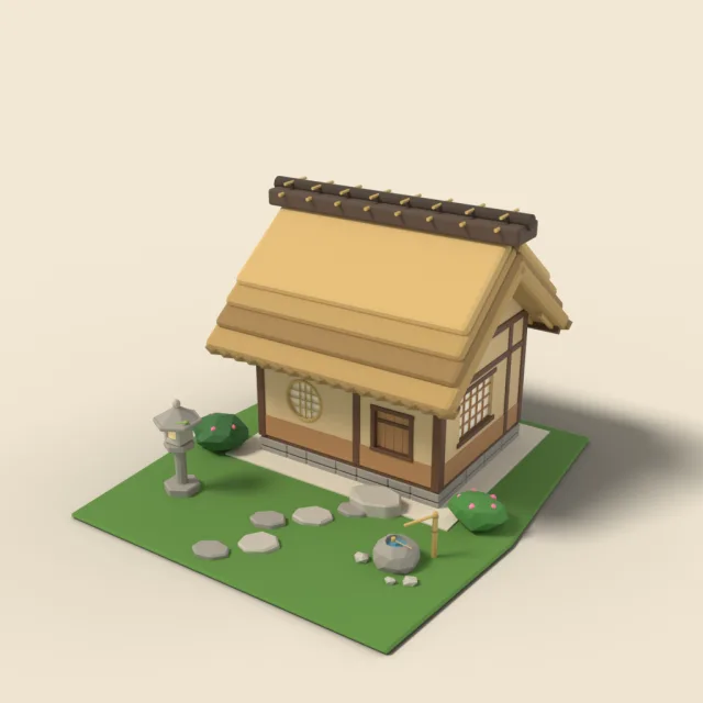 Tea house with garden stepping stones