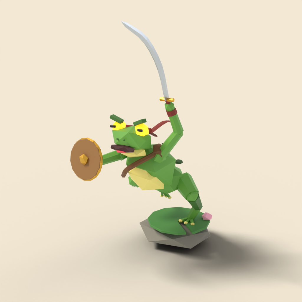 Frog warrior leaping