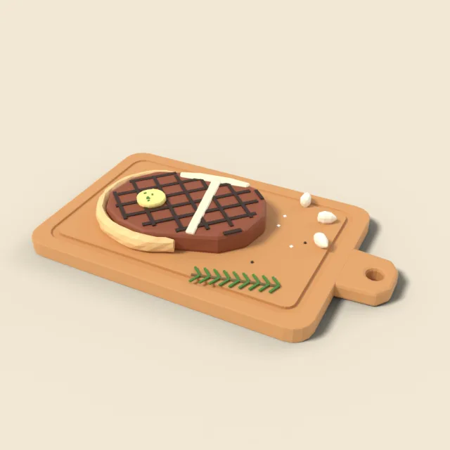 T-bone steak on a board