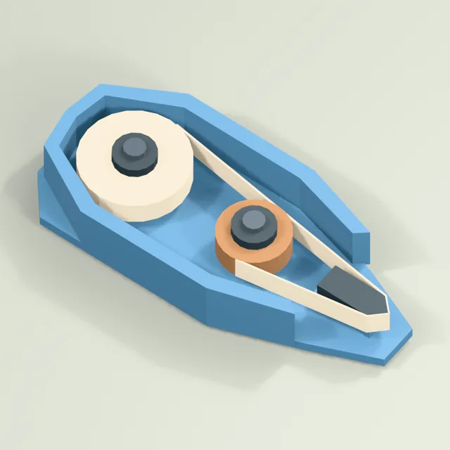 Open correction tape cartridge with twin reels and transfer tip