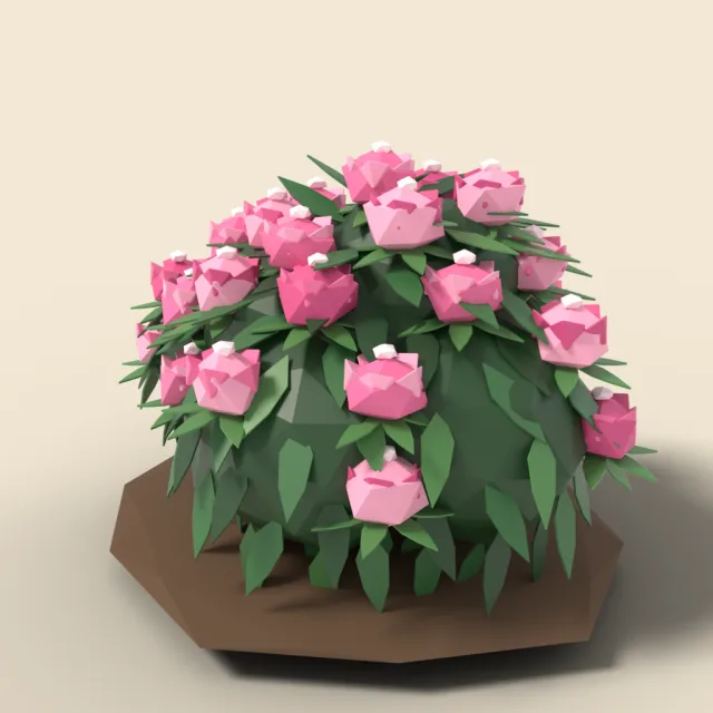 Rhododendron bush with pink flowers