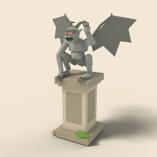 Winged gargoyle perched