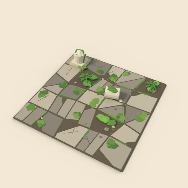 Mossy flagstone ruin floor tile