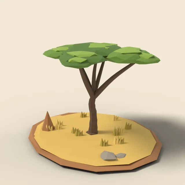 Flat-topped acacia on savanna patch